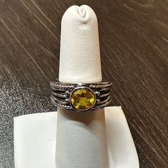 Round cut, faceted citrine solitaire ring in solid sterling silver! - Picture 12 of 12